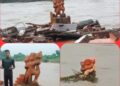 भयंकर बाढ़ मंदिर तो बहा ले गई पर उसमे बैठे हनुमान जी की प्रतिमा को डिगा भी न पाई, भक्तों का लगा तांता, कहा- बनाएंगे भव्य मंदिर, वीडियो देखें