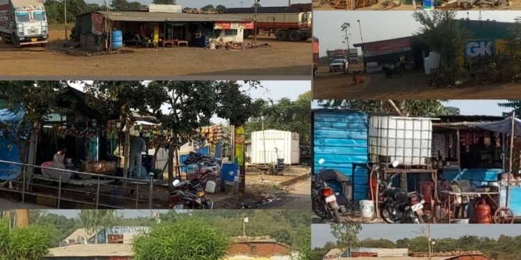 चितौरा टोल प्लाज़ा के पास 25+ एकड़ सरकारी जमीन पर दर्जनों अवैध ढाबे, दुकानें और पक्के मकान, कब्जा बेखौफ; खबर के बाद नोटिस दिए गए, लेकिन महीनों बाद भी प्रशासन ने कोई कार्रवाई नहीं की