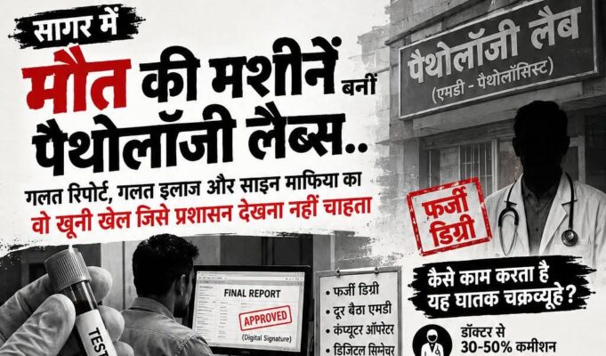 सागर में मौत की मशीनें बनीं पैथोलॉजी लैब्स.. गलत रिपोर्ट, गलत इलाज और साइन माफिया का वो खूनी खेल जिसे प्रशासन देखना नहीं चाहता